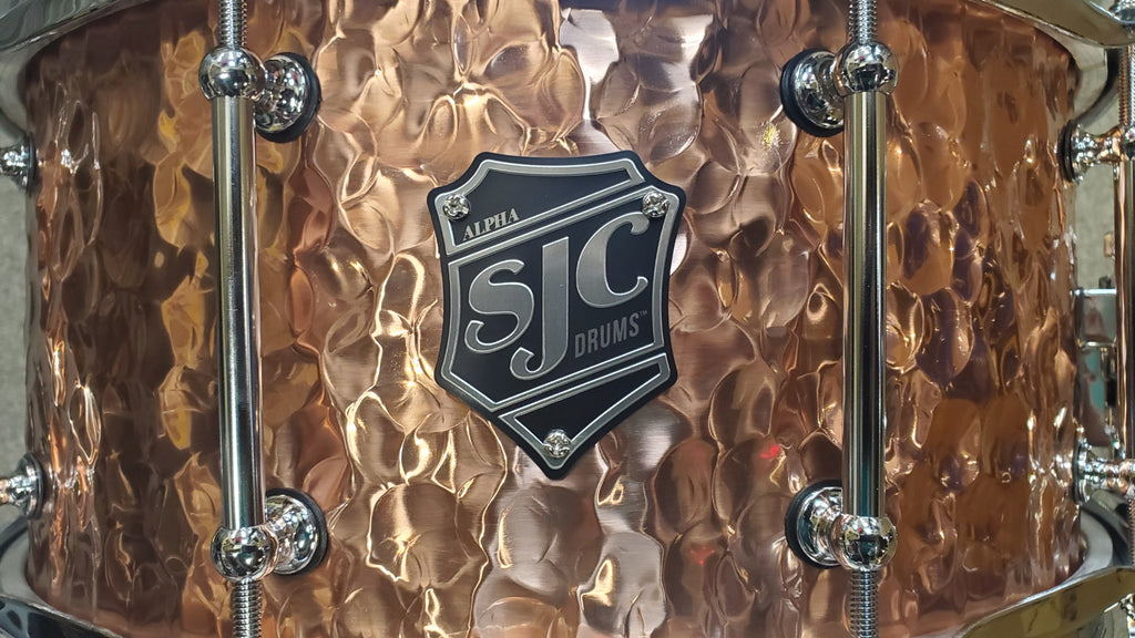 SJC NEW 6 1/2x14 Polished Hammered Copper snare